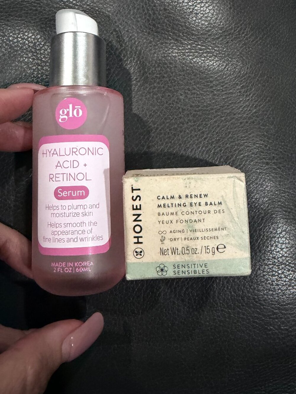 Honest Co. Melting Eye Balm + Glo Hyaluronic Retinol Serum Duo